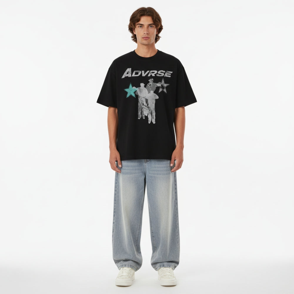 Distressed Stars Tee | Black