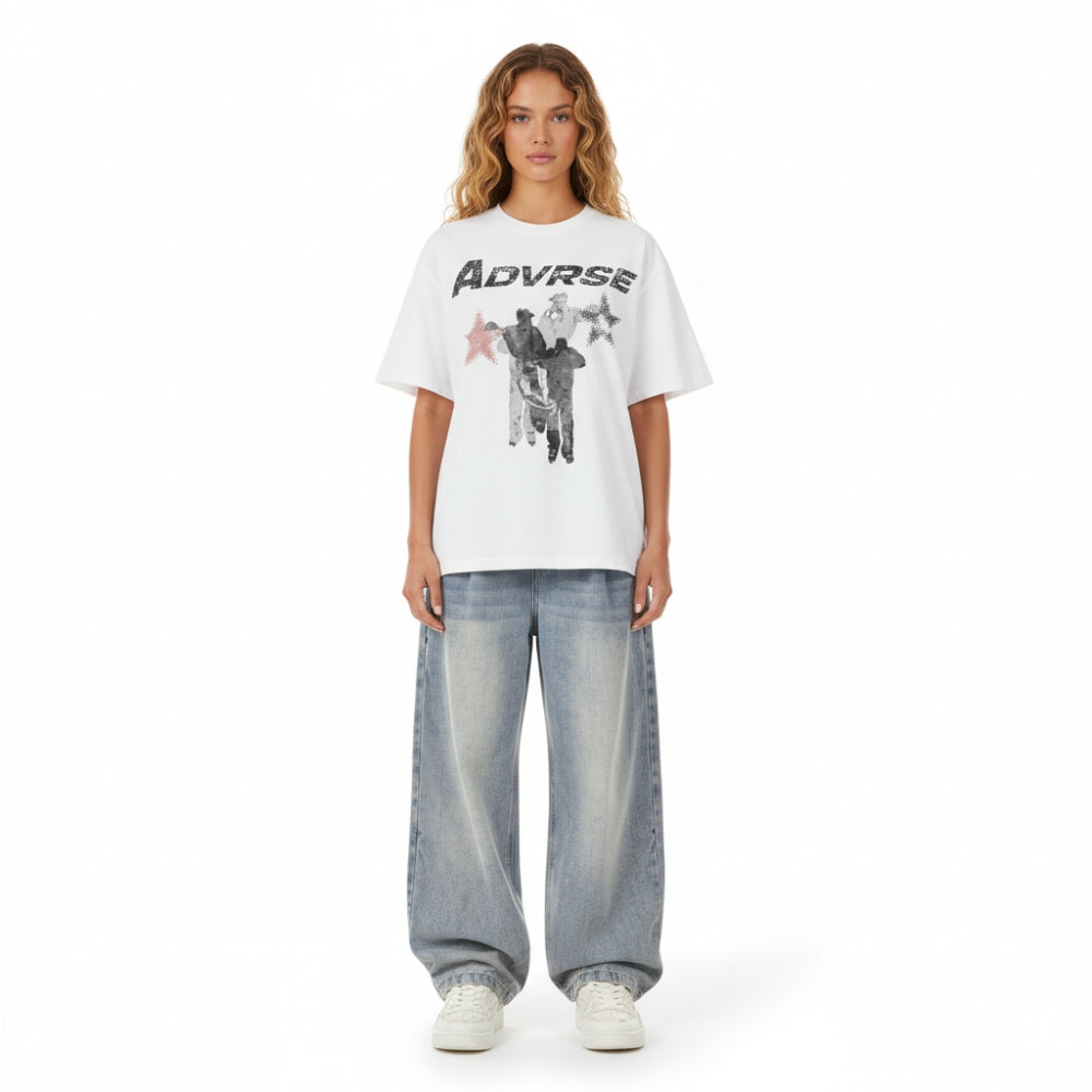 Distressed Stars Tee | White