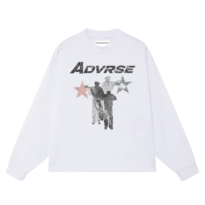 Distressed Stars Longsleeve | White