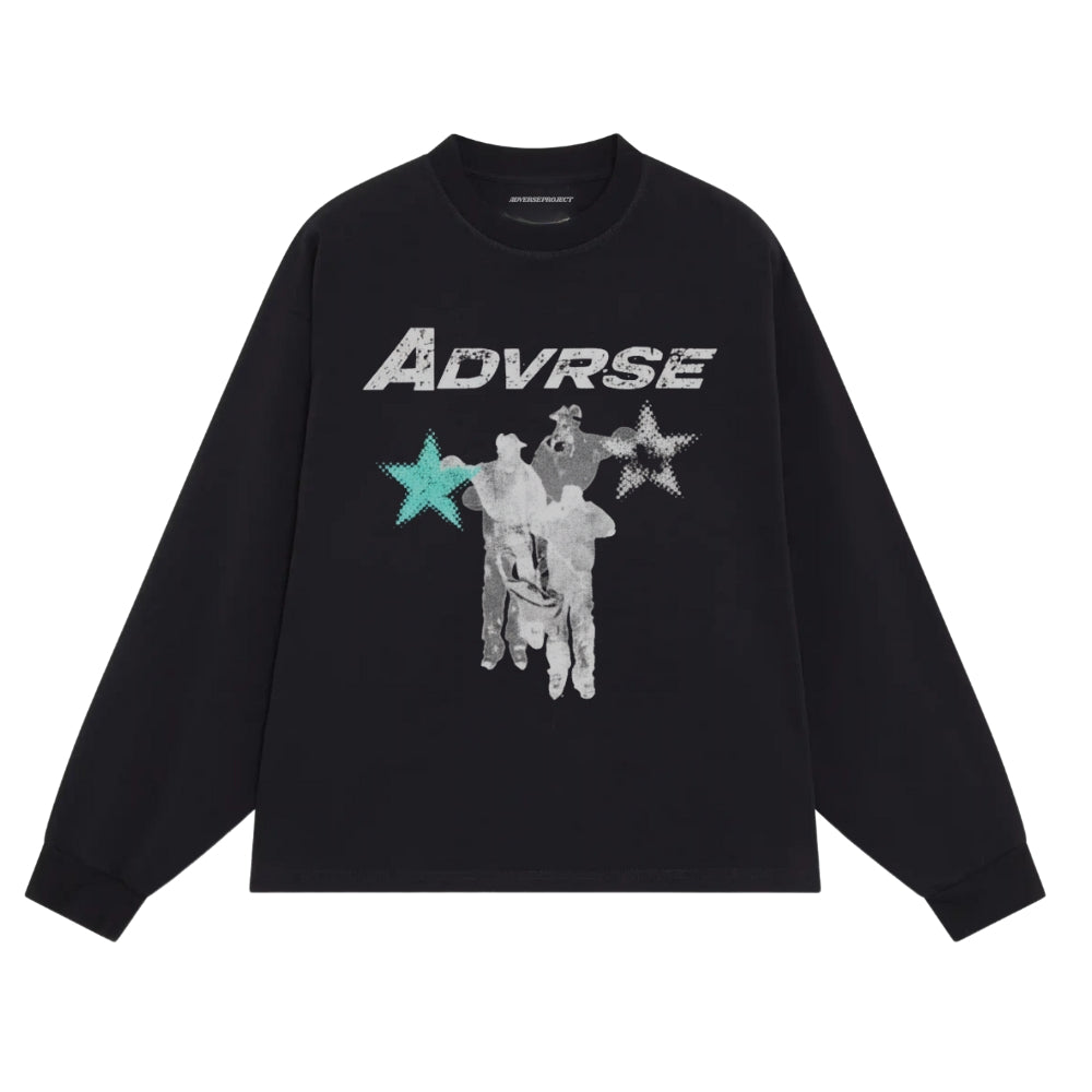 Distressed Stars Longsleeve | Black