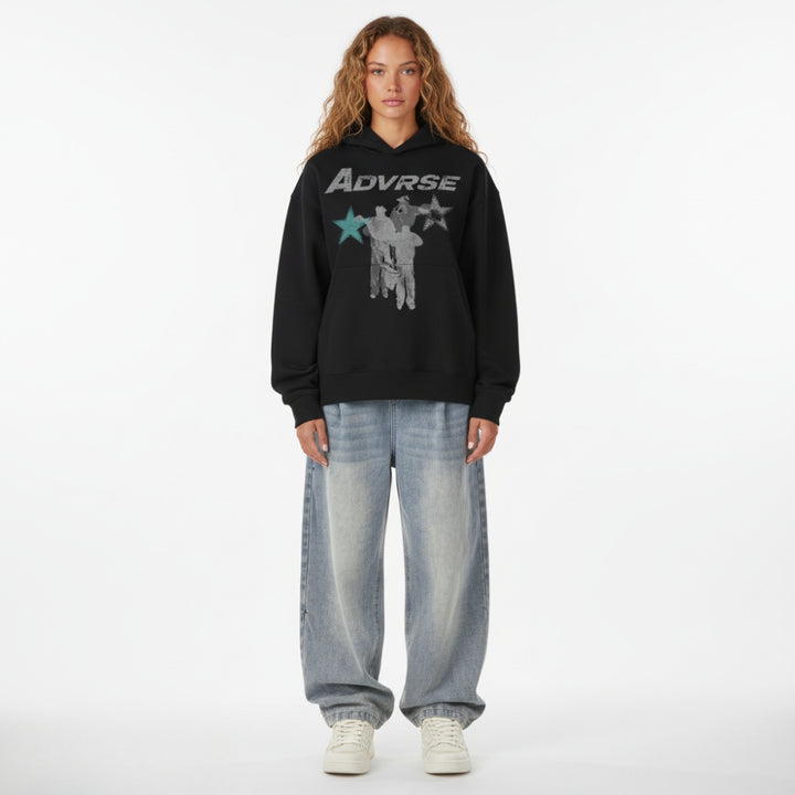 Distressed Stars Hoodie | White