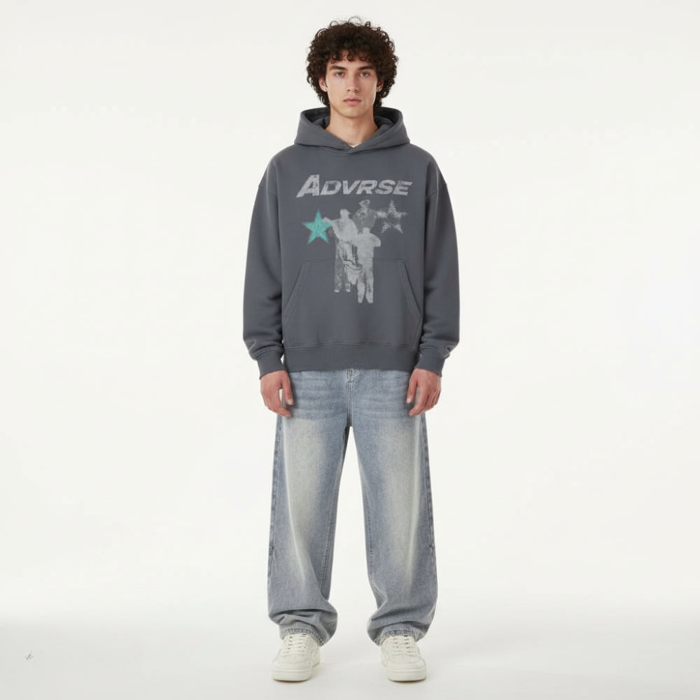 Distressed Stars Hoodie | Black