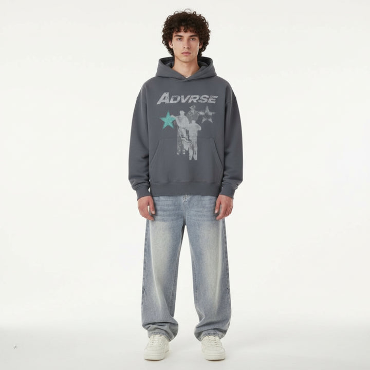 Distressed Stars Hoodie | White