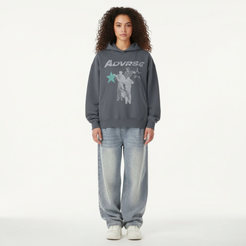 Distressed Stars Hoodie | Black