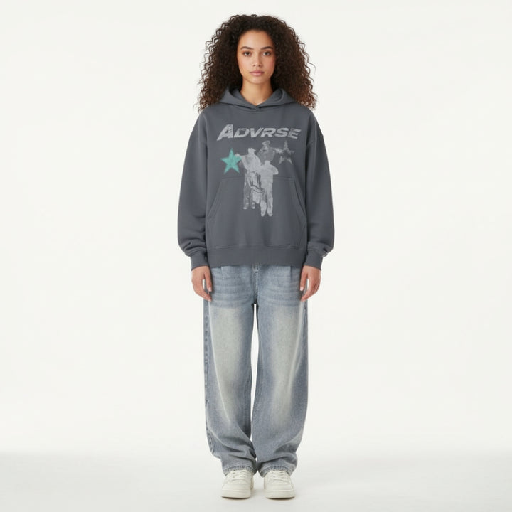 Distressed Stars Hoodie | White