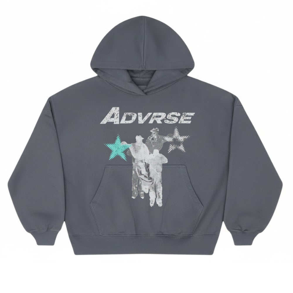 Distressed Stars Hoodie | Gray