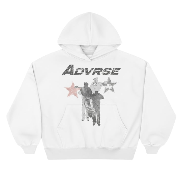 Distressed Stars Hoodie | White